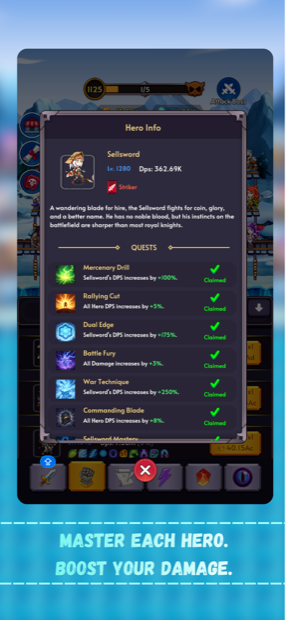 Hero info and quests screenshot